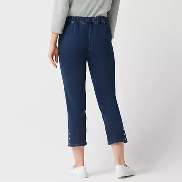 Quacker Factory DreamJeannes Pull-On Crop Pants with Bling Stones Sz Med - Picture 3 of 6